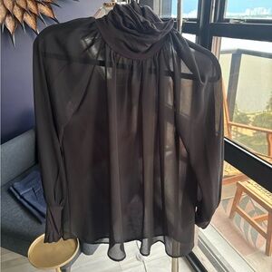 June & Hudson Black Sheer Blouse